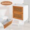 Costway 1/2 PCS Rattan Nightstand with Storage Wood End Sofa Side Table with 2 drawers Wood Legs